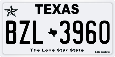 TX license plate BZL3960