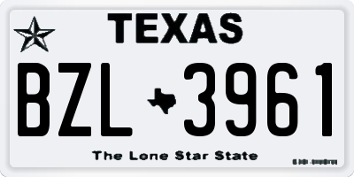 TX license plate BZL3961