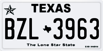 TX license plate BZL3963