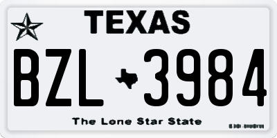 TX license plate BZL3984