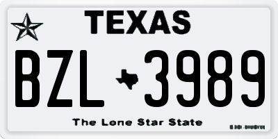 TX license plate BZL3989