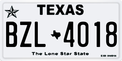 TX license plate BZL4018