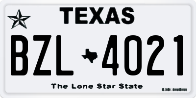 TX license plate BZL4021