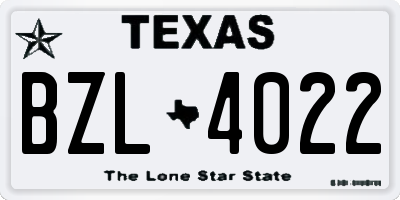TX license plate BZL4022