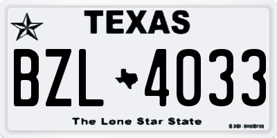 TX license plate BZL4033