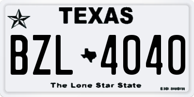 TX license plate BZL4040