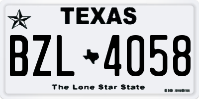 TX license plate BZL4058