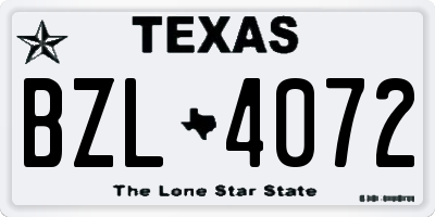 TX license plate BZL4072