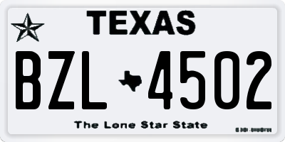 TX license plate BZL4502