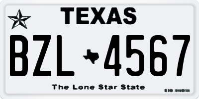 TX license plate BZL4567