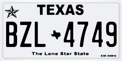 TX license plate BZL4749