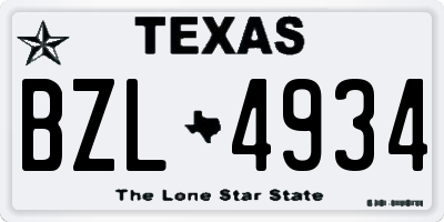 TX license plate BZL4934