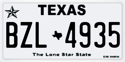 TX license plate BZL4935