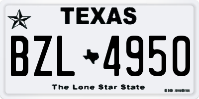 TX license plate BZL4950