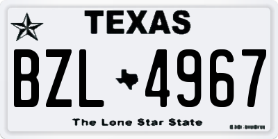 TX license plate BZL4967