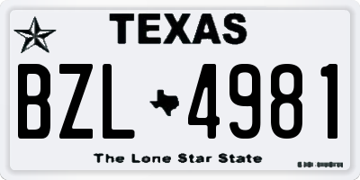 TX license plate BZL4981