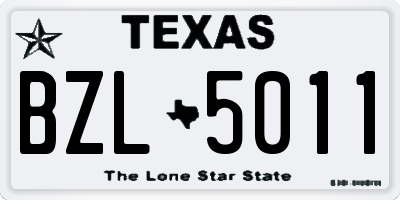 TX license plate BZL5011