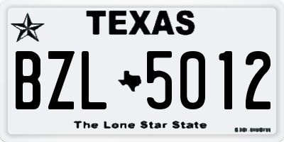 TX license plate BZL5012