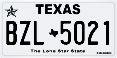 TX license plate BZL5021