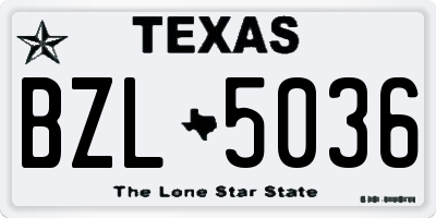 TX license plate BZL5036