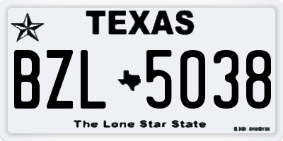 TX license plate BZL5038