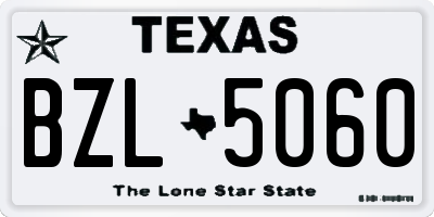TX license plate BZL5060