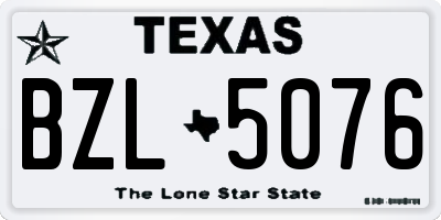 TX license plate BZL5076