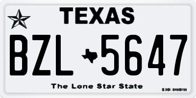 TX license plate BZL5647