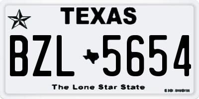 TX license plate BZL5654