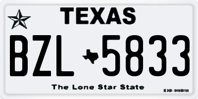 TX license plate BZL5833