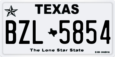 TX license plate BZL5854