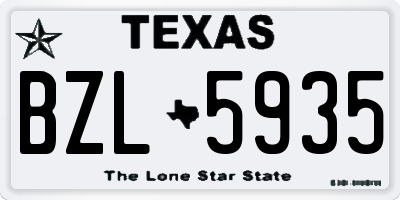 TX license plate BZL5935