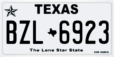 TX license plate BZL6923