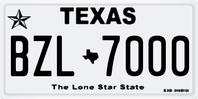 TX license plate BZL7000