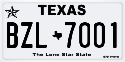 TX license plate BZL7001