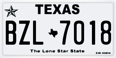 TX license plate BZL7018