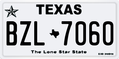 TX license plate BZL7060