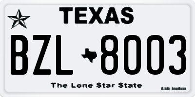TX license plate BZL8003