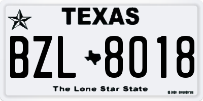 TX license plate BZL8018