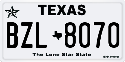 TX license plate BZL8070
