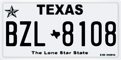 TX license plate BZL8108