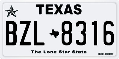 TX license plate BZL8316