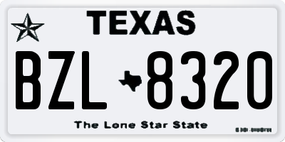 TX license plate BZL8320