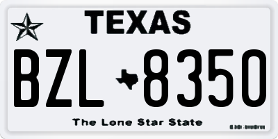 TX license plate BZL8350