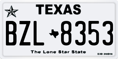 TX license plate BZL8353