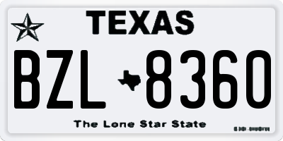TX license plate BZL8360