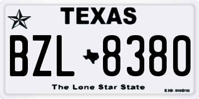 TX license plate BZL8380