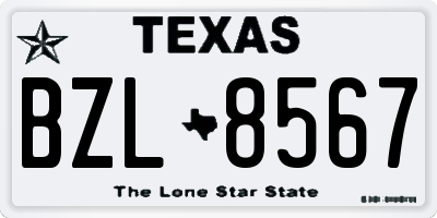 TX license plate BZL8567