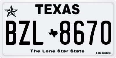 TX license plate BZL8670