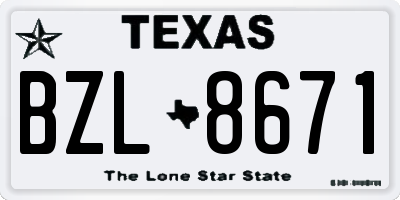 TX license plate BZL8671